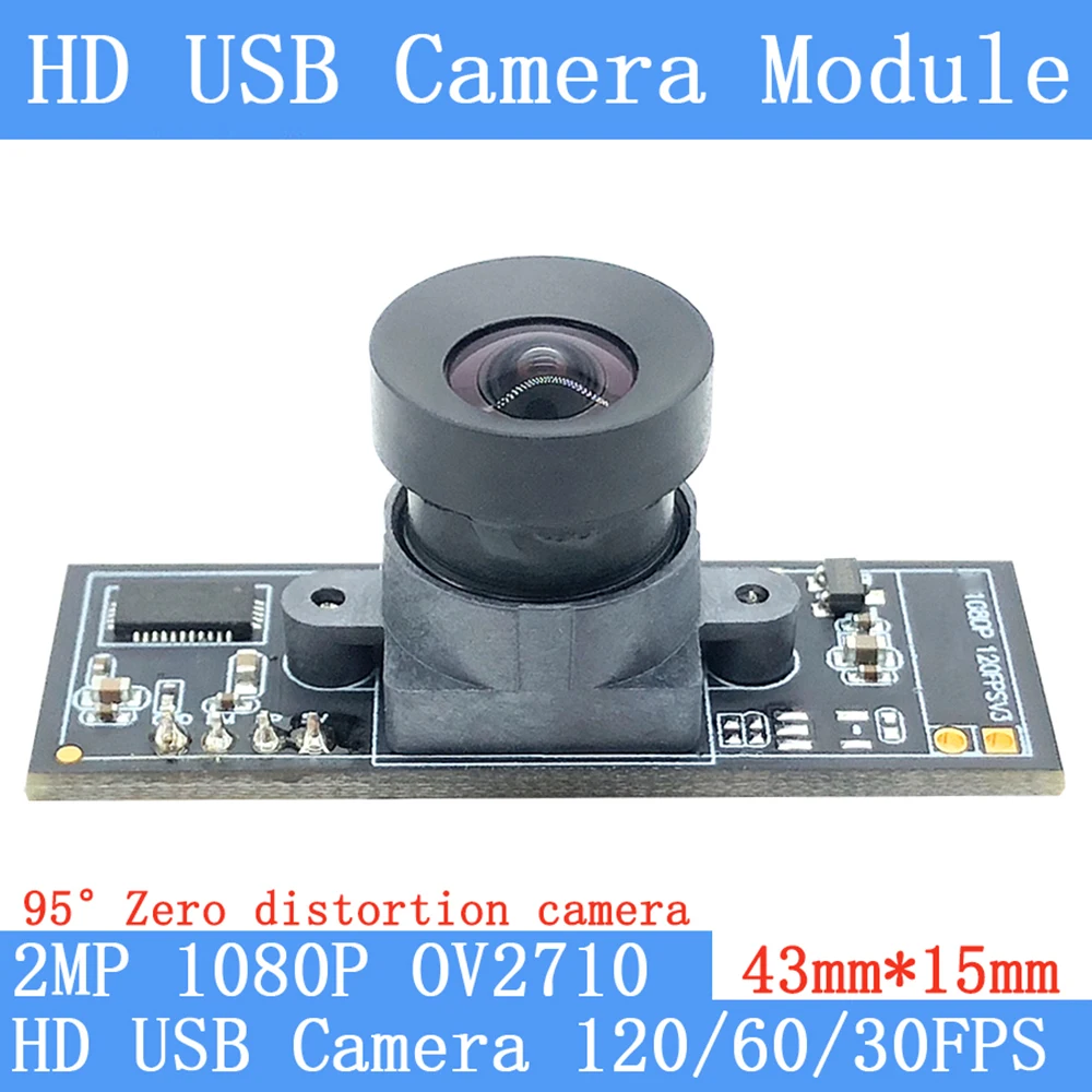 95 Degrees Zero Distortion High Speed 120fps USB Camera Module OV2710 1920*1080P HD MJPEG Linux UVC Webcam Mini Surveillance