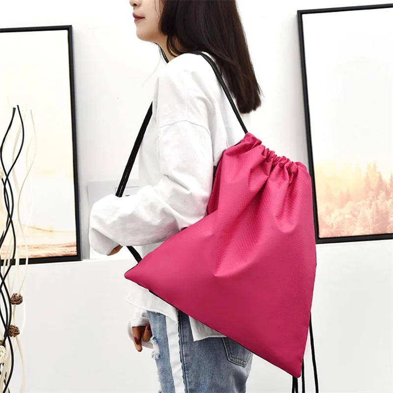 Waterproof Gym Bag Drawstring Sack Fitness Travel Outdoor Backpack DIY Daybag Shopping Bags Swimming Basketball Yoga Sports Bag