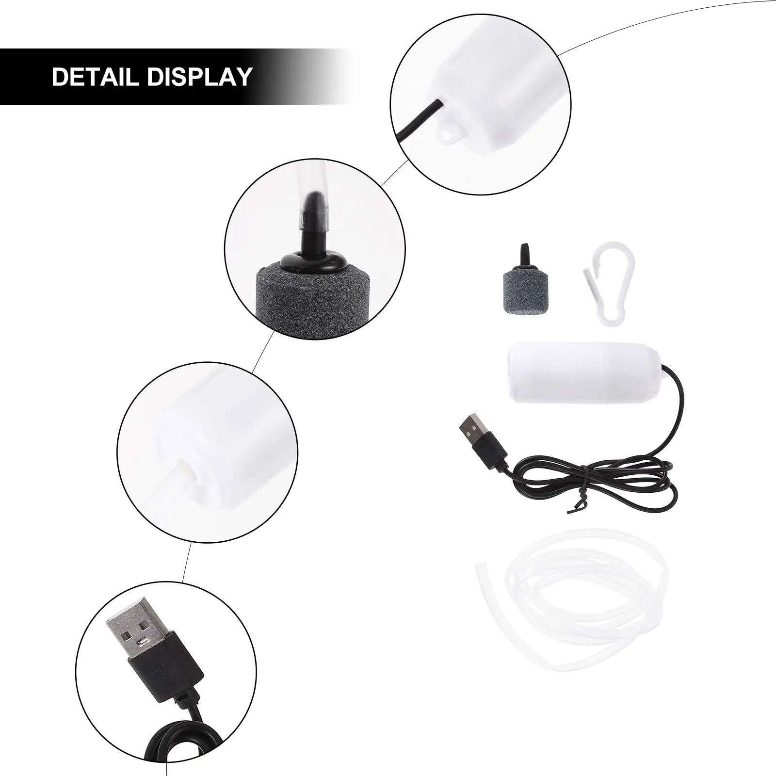 

Tiny Oxygen Pump Fish Tank Aquarium Air Pumps Rechargeable White Copper Portable for