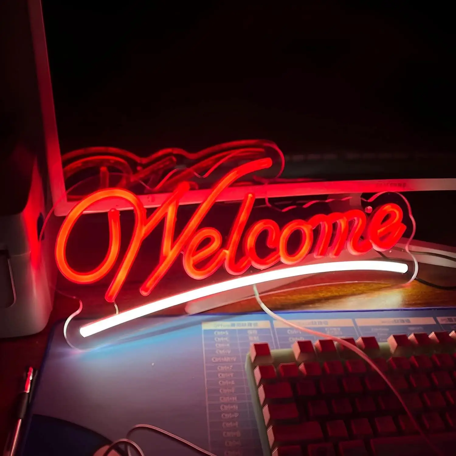 

Welcome Neon Sign USB Dimmable LED Light for Business Shop Cofes Bar Commercial Streets Aesthetic Wall Decor Gifts Night Light
