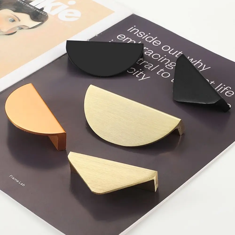 Triangle Shape Cabinet Door Handle Semi-circle Design American Style Black Furniture Drawer Knob Embedded
