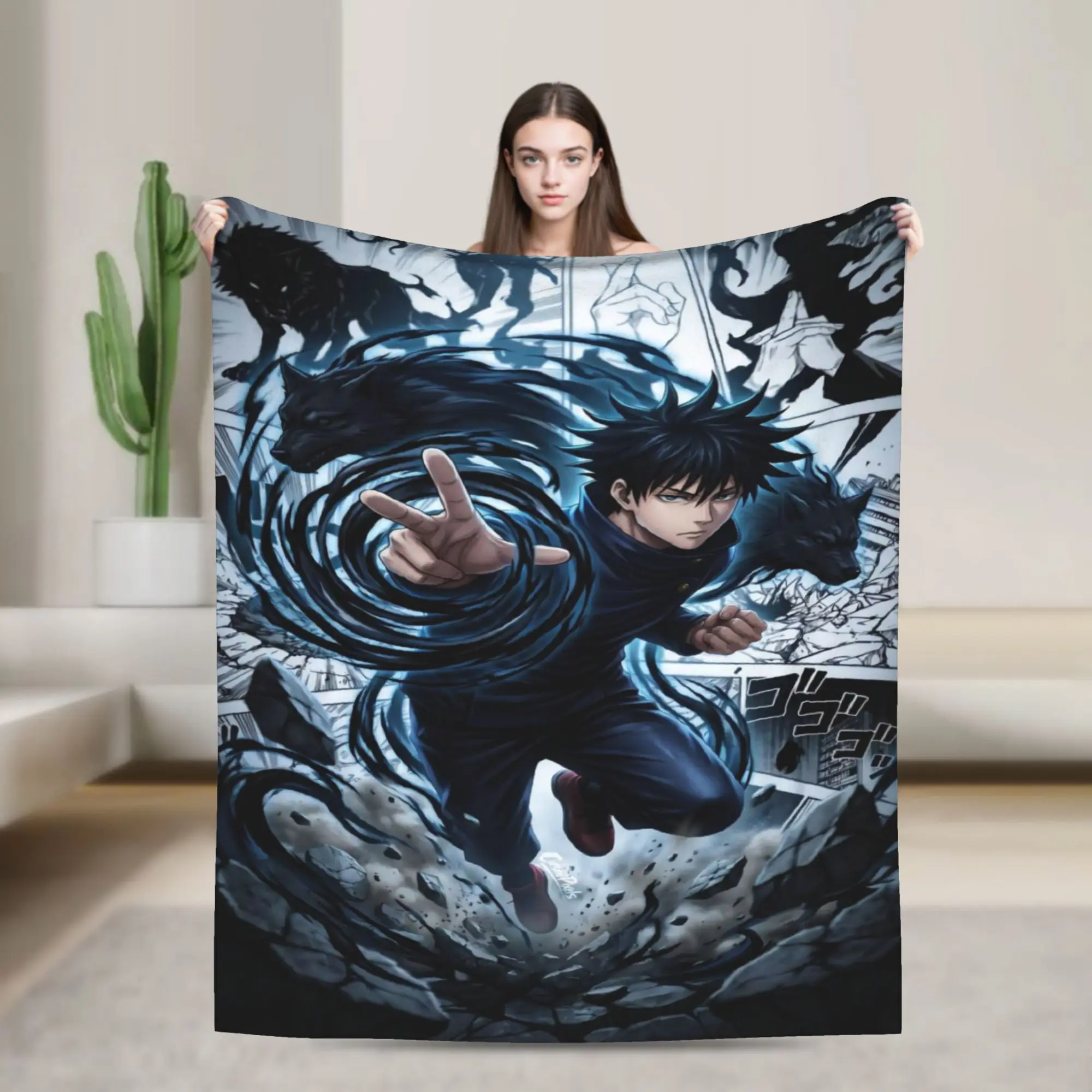 Megumi Fushiguro Flannel Blankets J-Jujutsus K-Kaisens Warm Soft Throw Blanket for Home Decor Novelty Bedspread Sofa Bed Cover