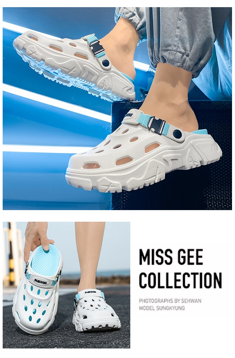 Herren- und Damen-Paar-Sommer-Outdoor-Rutschfeste, geruchshemmende, geschlossene Zehenpantoffeln, große Strand-Sandalen und Pantoffeln für – Detail 9