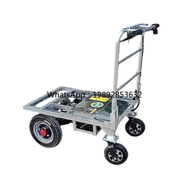 LYY Electric Flatbed Cart Transport Cart for Sand and Cement, Hand Push Cart for Elevator, Tile Transport, Foldable