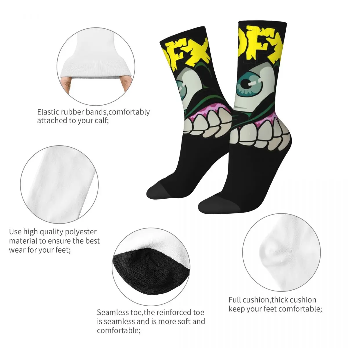 Colorful Punk NOFX Funk Band Theme Print Socks Product All Seasons Warm Long Socks Non-slip