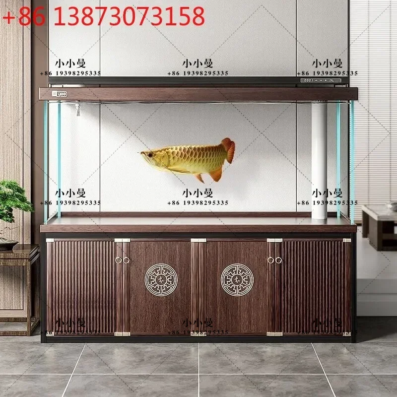 Large living room household ultra-white glass medium-sized aquarium double bottom filter arowana tank