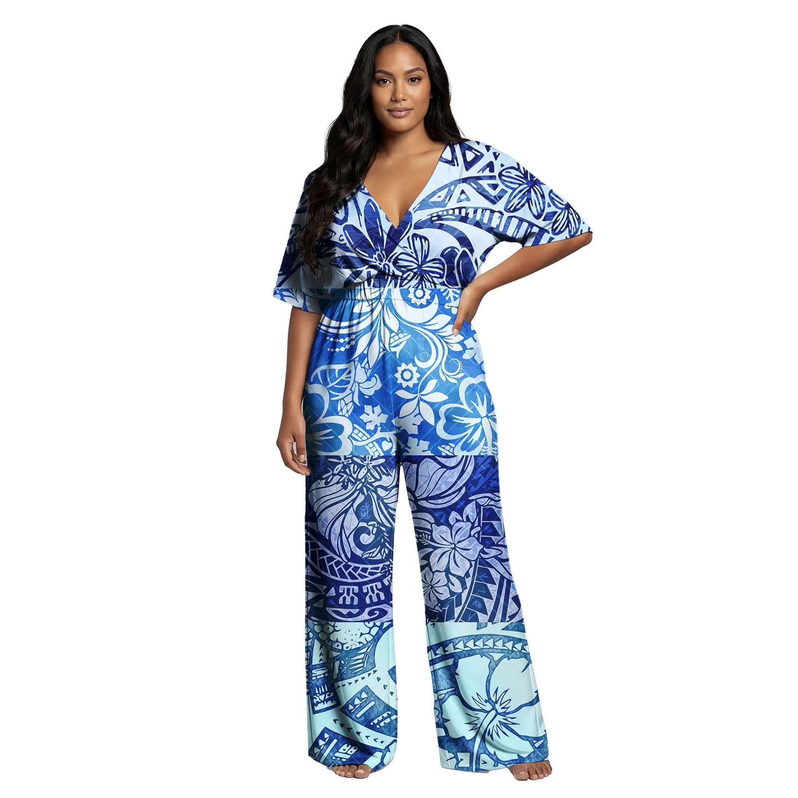 High Quality Custom Logo Trendy Ladies Clothes Sexy Oversize Lady Playsuits Classic Samoan Polynesian Tribal Design Women Romper