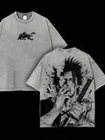 Yami Sukehiro Graphic Tshirt Black Clover Manga Cotton T-shirt For Men Short Sleeve Clothing Oversized Tee Male Washed T Shirt