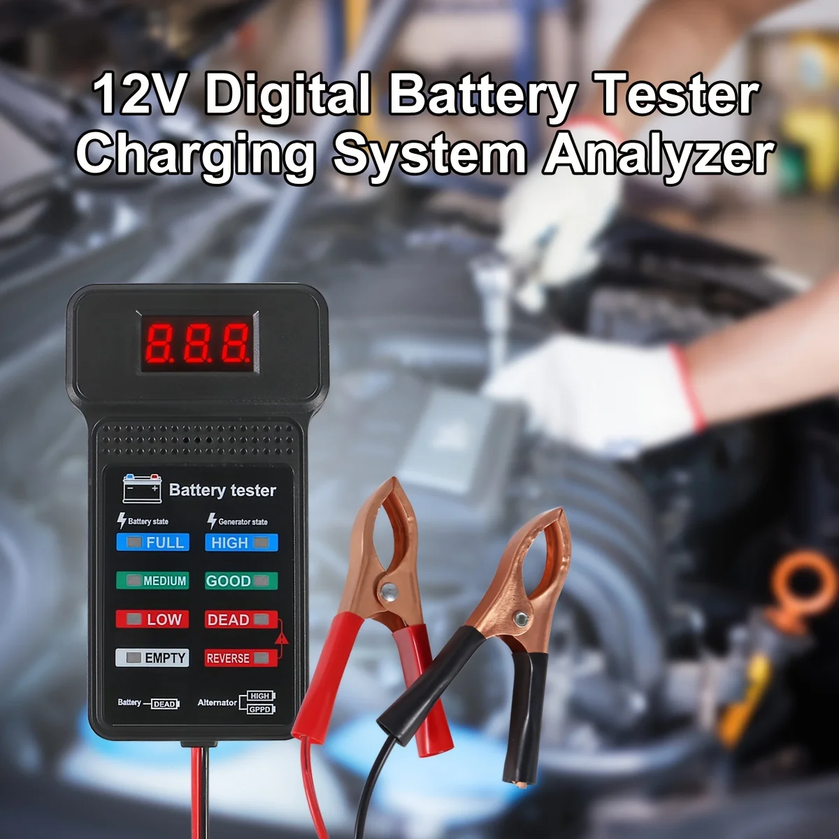 BT-171 Battery Tester, 12V Digital Automotive Battery Tester, Alternator Charging Analyzer, Voltmeter with LCD Display