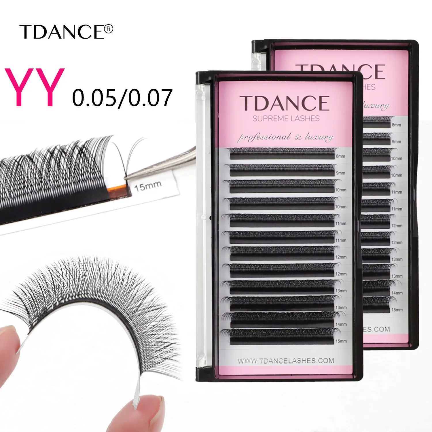 TDANCE YY Shape Eyelashes Extension 12Rows C/D Two Tip Natural Makeup Net Cross Individual Premium Mink Soft Light False Eyelash