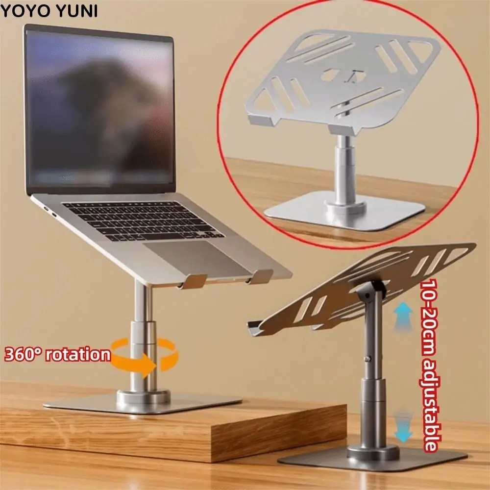 

Height Adjustable Rotating Laptop Riser Anti Slip Base Hollowed Adjustable Tablet Stand Ventilated Design Protect Cervical Spine