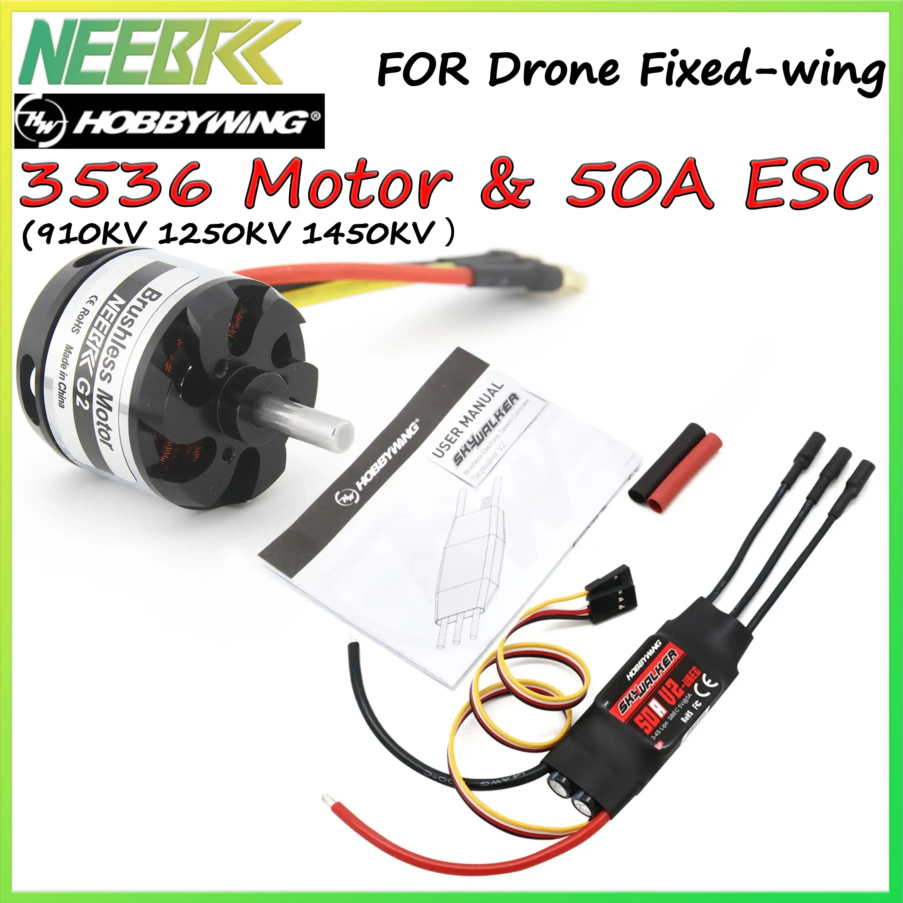 

Hobbywing 50A V2 ESC 3536 910KV 1250KV 1450KV Outrunner Бесщеточный двигатель для радиоуправляемого мультикоптера с неподвижным крылом FPV Дрон Самолет
