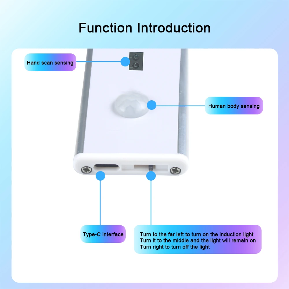 Wiscolor PIR Motion Sensor Light USB LED Night Light Type C Rechargeable Light Cabinet Lamp Staircase Backlight Lamp For Kitchen