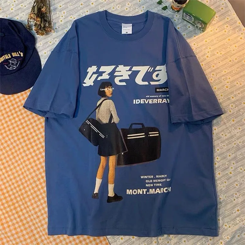 Phụ Nữ Áo Thun Y2k Áo Tee Hip Hop Dạo Phố Harajuku Cô Gái Nhật Bản In Hình Mùa Hè Hàn Quốc Tay Ngắn Thun Cotton Quần Áo