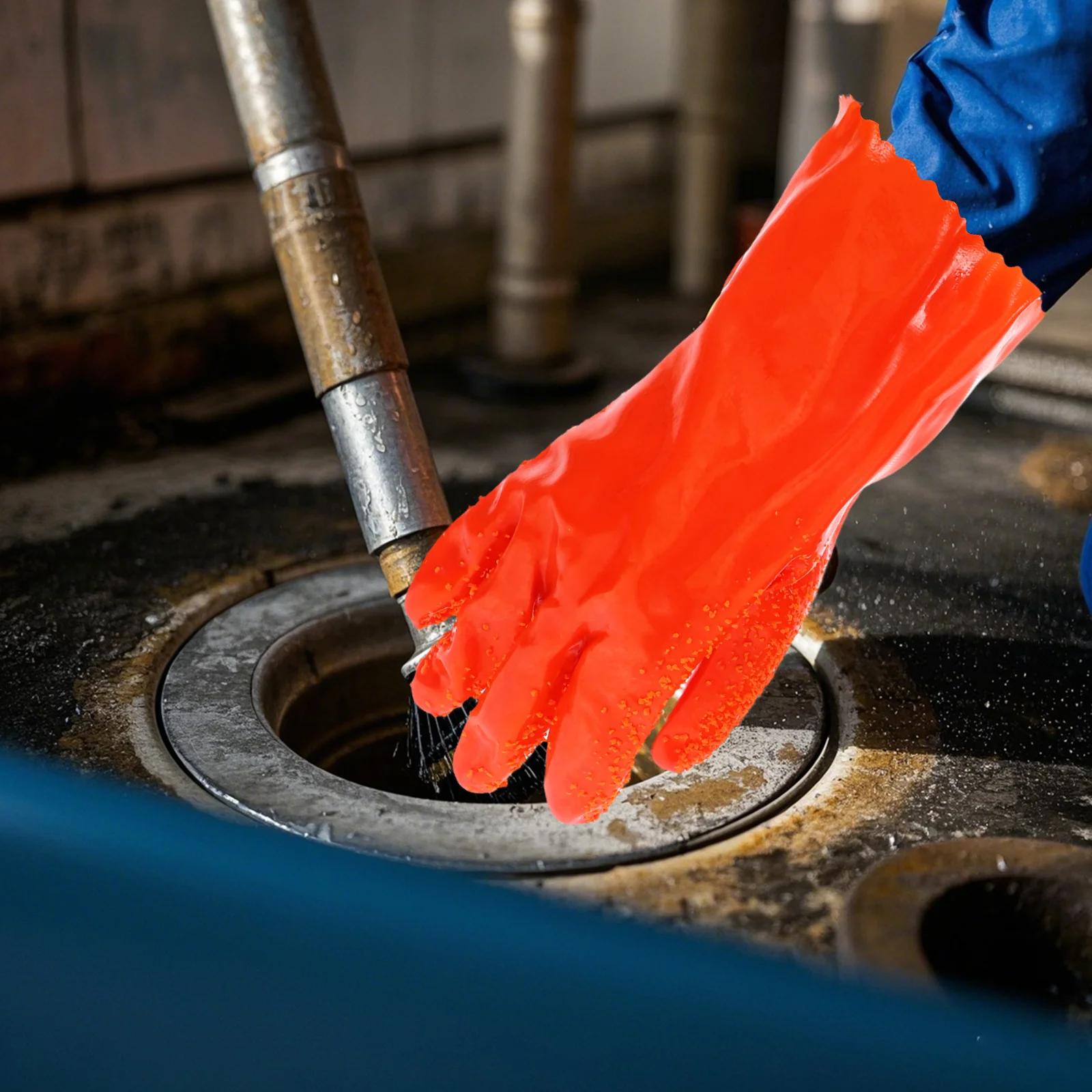 

6Pairs Sewer Cleaning Gloves Heavy Duty Rubber Waterproof Flexible Drain Pipe Maintenance Non Slip Industrial Plumbing Gloves