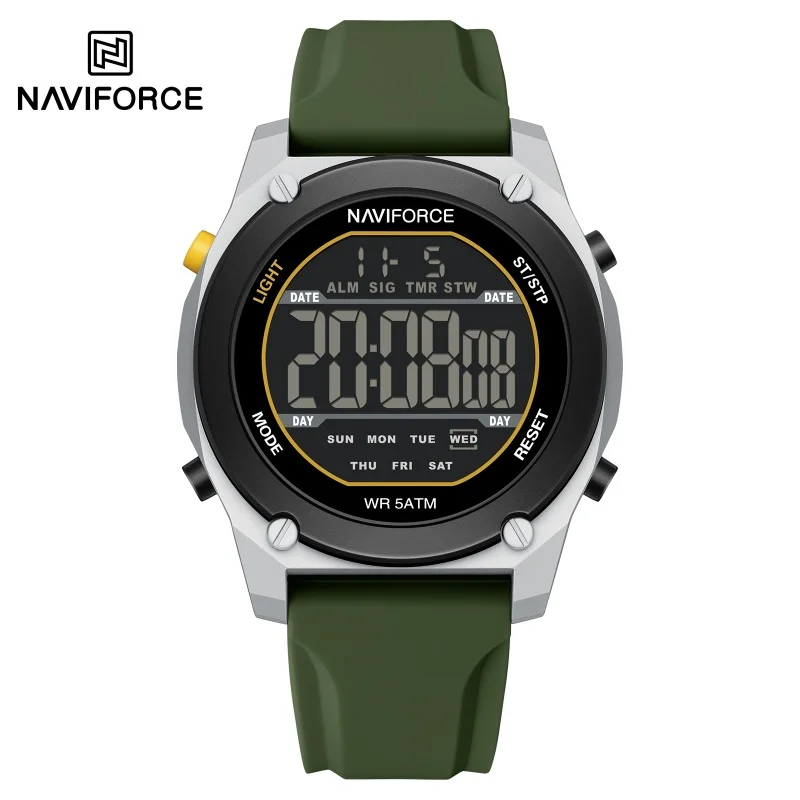 NF7134 NAVIFORCE Men's Digital Watch Countdown Alarm 5ATM Waterproof LED Backlight Fashion Sports Electronic Wristwatch