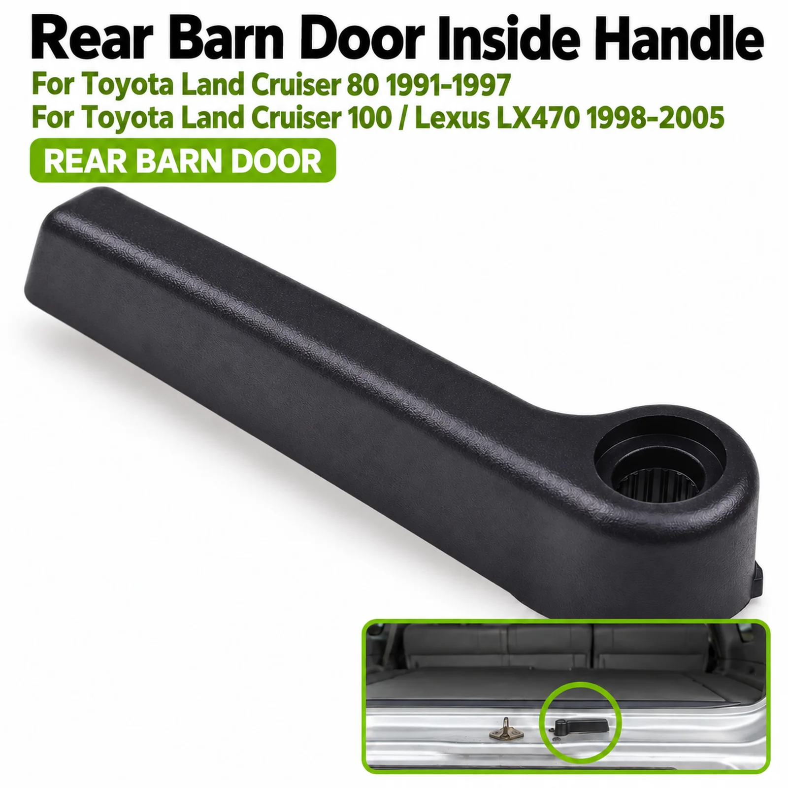 Rear Tailgate Barn Door Inside Handle Black for Toyota Land Cruiser 80 1991-1997 100 1998-2005 Lexus LX470 1998-2005 69212-60030