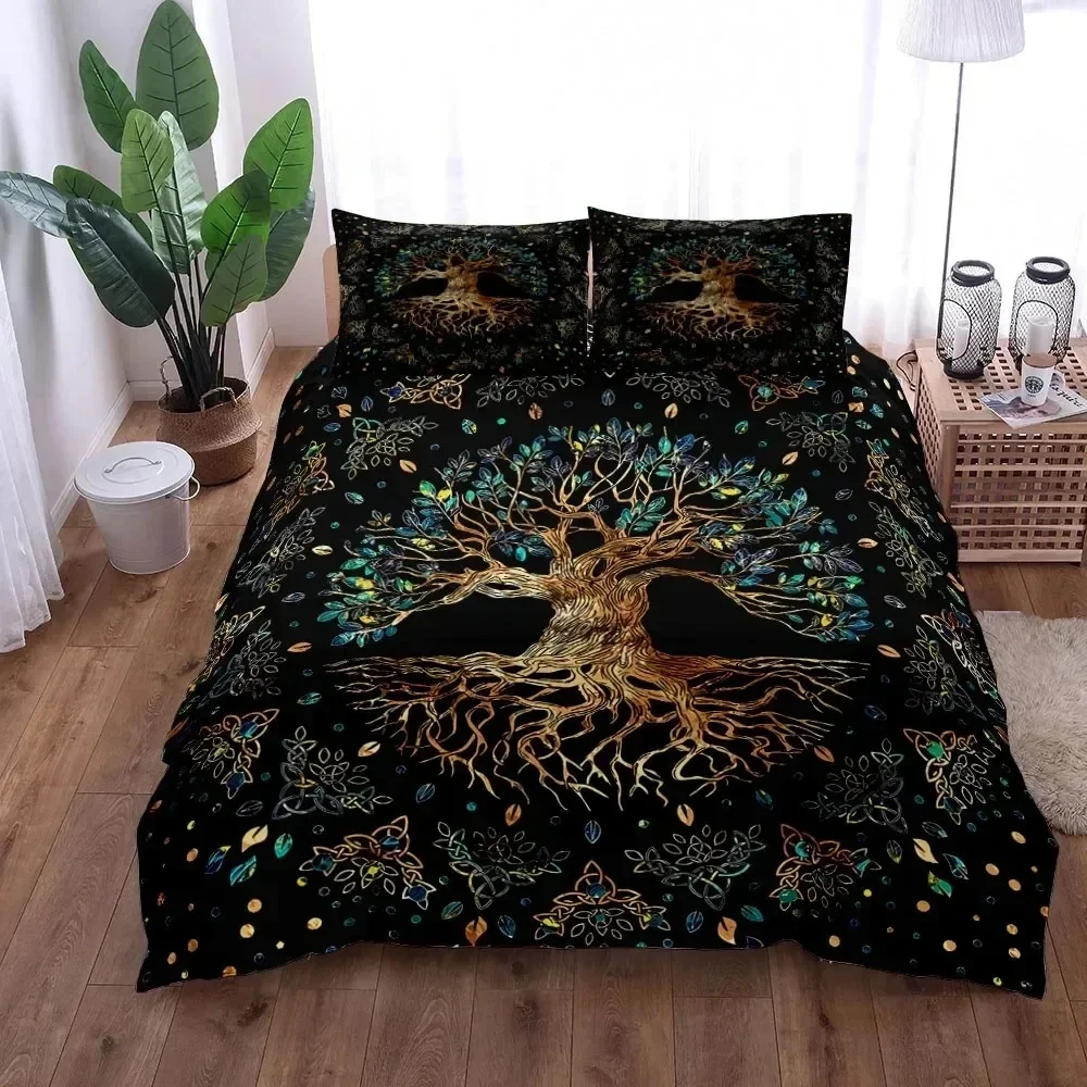 Yggdrasil Tree of Life Comfortable Duvet Quilt Cover Pillowcase Bedding Set Children Bedroom Decoration Home Textile