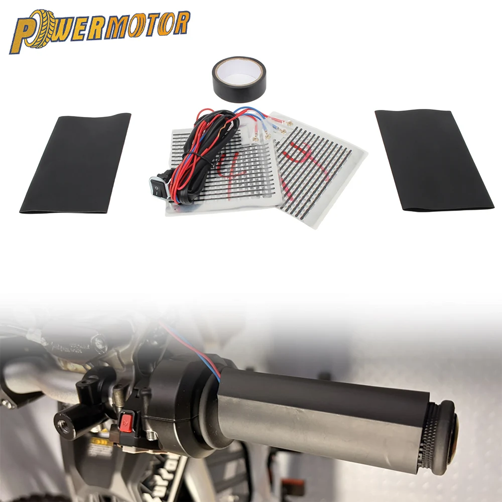 Motorcycle 12V Heated Grips Electric Heating Handle Kit Winter Temperature Adjustment Hand Heated Grips Motorbike Universal Part