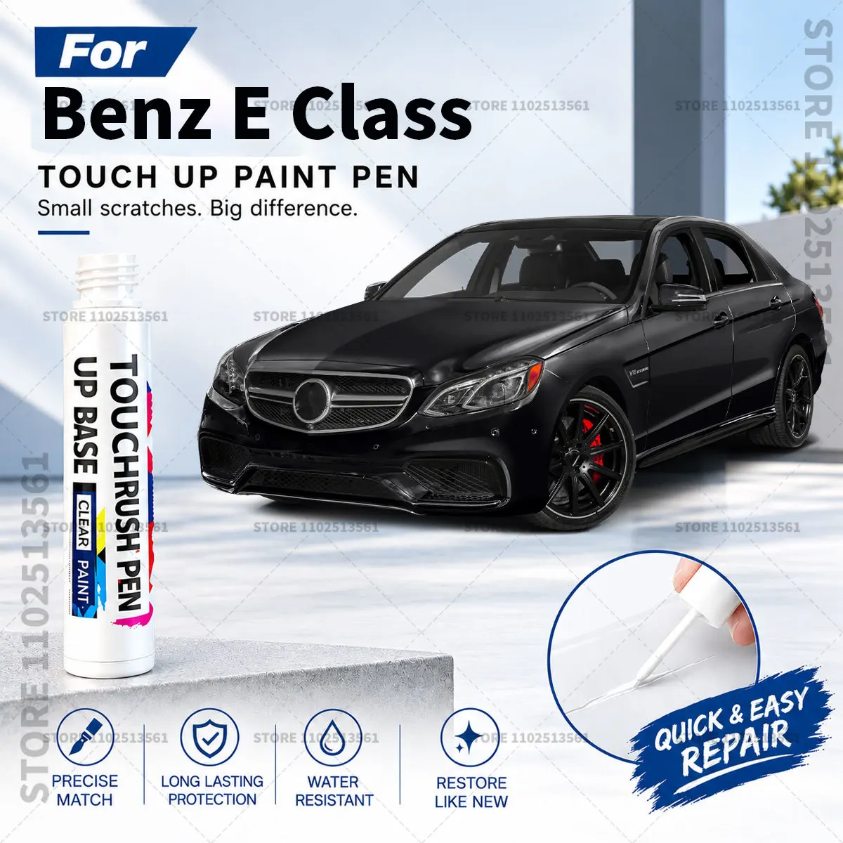 For Mercedes Benz E Class Car Scratch Repair Paint Pen Automotive Touch Up Paint Brush for Paint Chips and Surface Scratches