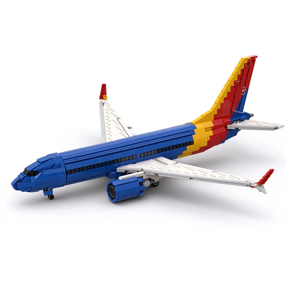 New MOC Aircraft 737 Max 7 Southwest Paint Model Building Blocks DIY Modular Technology Assembly Toy Adult Collectible Gift Set