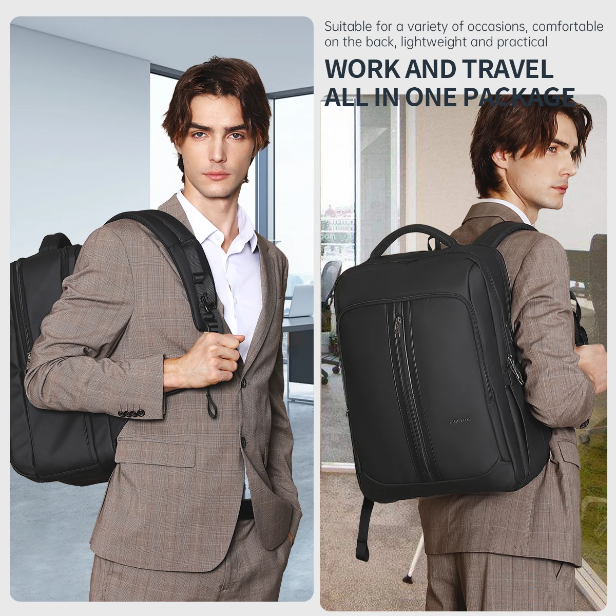 حقيبة ظهر للكمبيوتر المحمول جديدة مقاس 15.6 17 بوصة من Tigernu مع مقاومة للصدمات للعمل والأعمال التجارية موضة 2024 حقيبة ظهر أفضل هدية