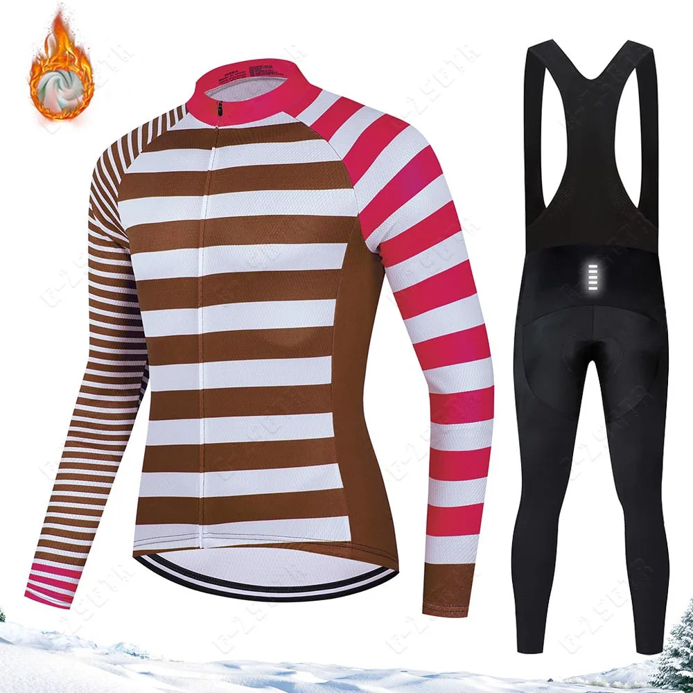 Winter Thermal Fleece Cycling Clothing Men Cycling Set MTB Bike Long Sleeve Cycling Clothes Suit Reflective Bicycle Gel Pad Pant