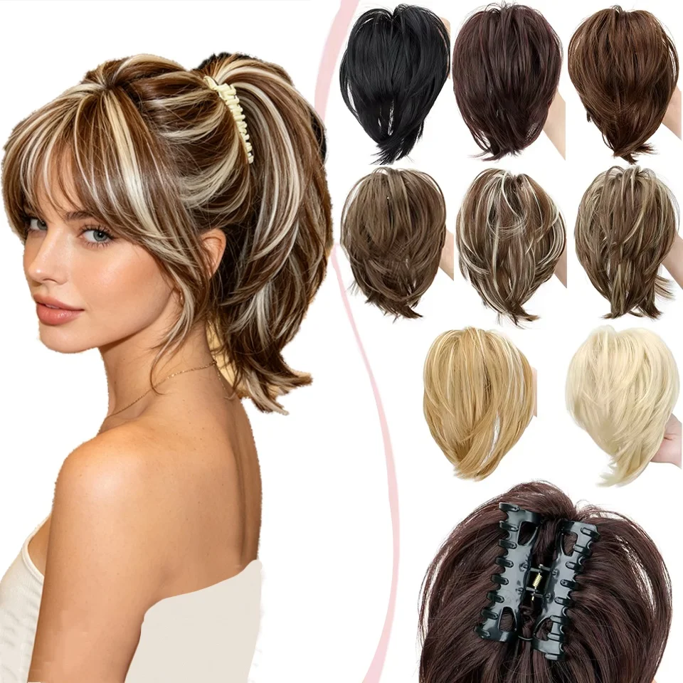 Elegant Messy Bun Hair Clip for Women,Synthetic Straight Ponytail Extension & High Bun,Easy to Wear Perfect for Daily Use