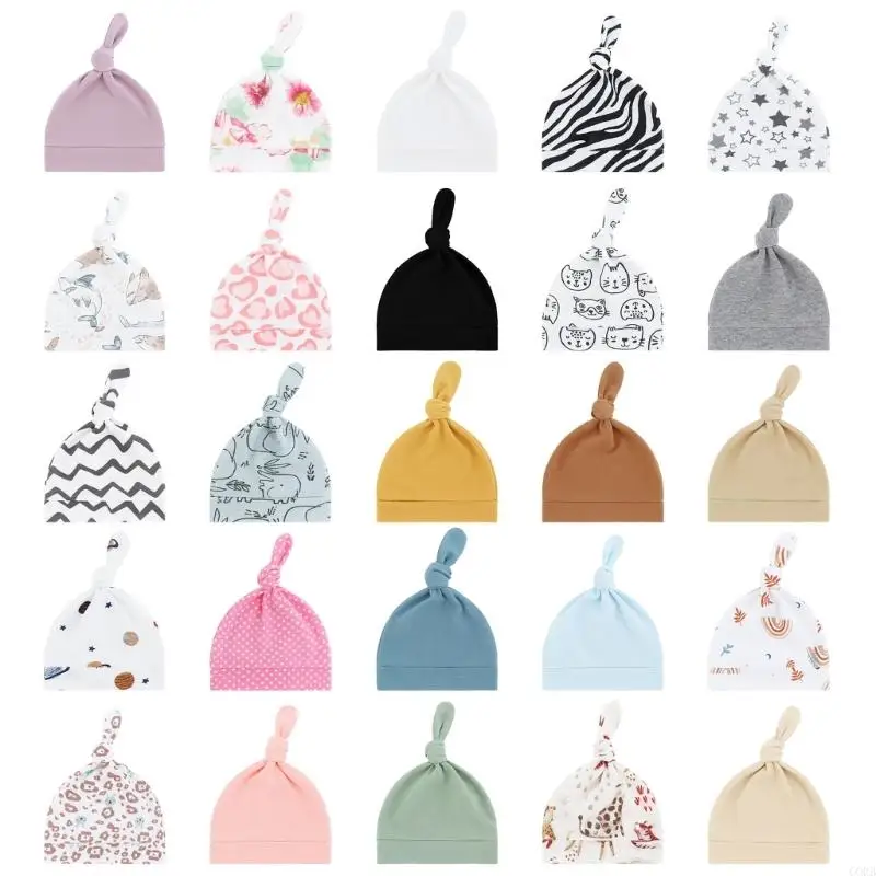

CORB Breathable Baby Knotted Hat Cotton Newborns Nursing Fetal Caps Comfortable Headwear for 0 to 24 Months Unisex