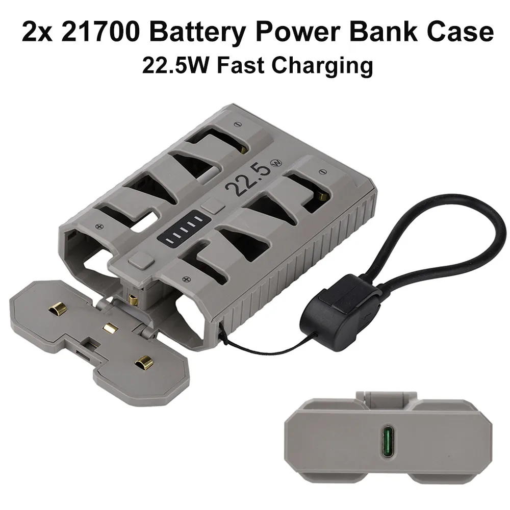 2x 21700 Power Bank Box DIY Kit 22.5W Fast Charging Dual Mode Battery Case One-Click Battery Swap Phone Charging Not Batteries
