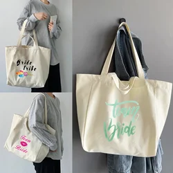 Borse per la spesa Organizzatore Borsa tote in tela di moda Borsa a tracolla per studenti Serie sposa Borse di grande capacità per donna 2022 Casual