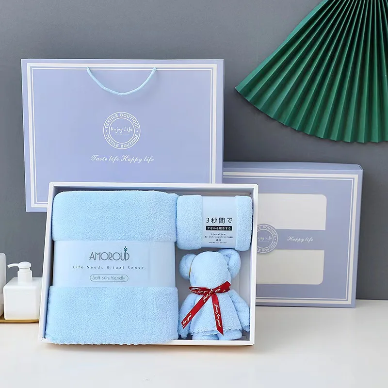 

3 seconds instant suction coral velvet towel bath towel gift box ladies home bath towel large towel gift manufacturers wholesale