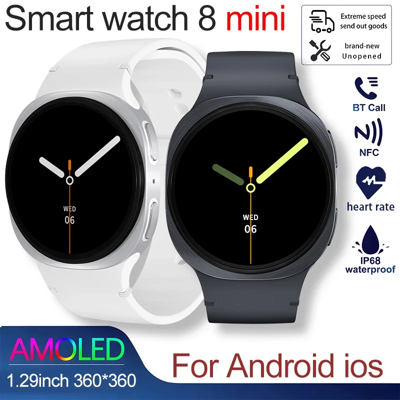 

8 mini Classic GPS NFC Siri Voice assistant AMOLEL Bluetooth Call IP68 Waterproof Watch7 Upgraded Smart Watches SmartWatch Watch