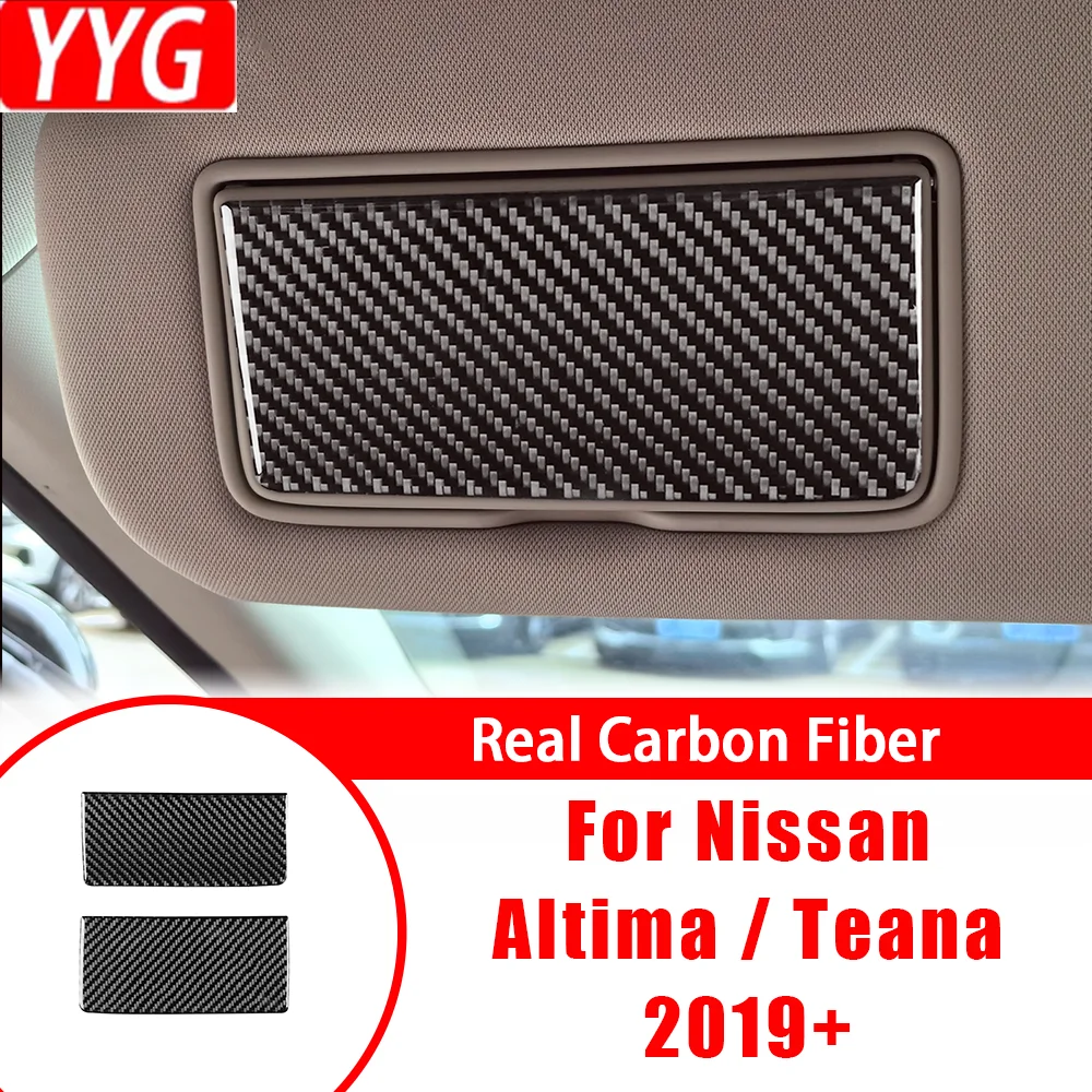 

Carbon Fiber Makeup Mirror Pad Decoration Car Accessories Interior Cover Trim Modification Sticker For Nissan Altima Teana 2019+