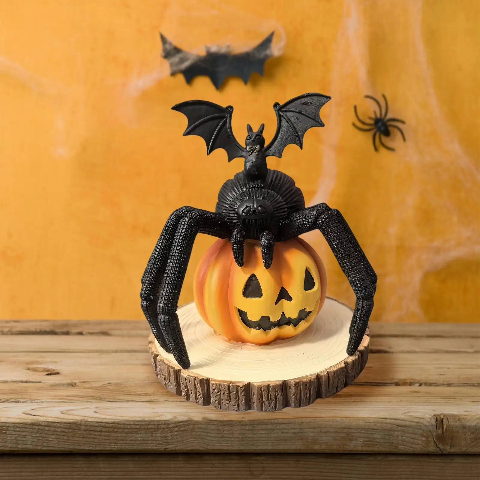 تمثال اليقطين العنكبوتي الخفافيش النحت مجموعة هدايا الهالوين الحرف الفنية الراتنج