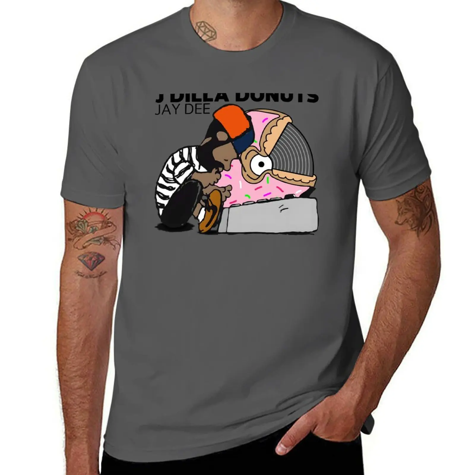 

Футболка с пончиками j dilla, футболки с принтами, мужские облегающие футболки, мужская винтажная футболка с графикой