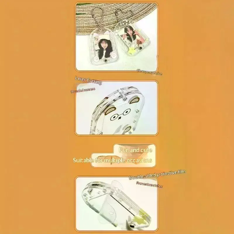 Cartoon Acrylic Photo Keychain Scratch Resistant 1 Inch Photocard Holder Fashion Bag Pendant Accessory