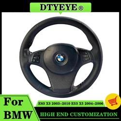 BMW için DIY araba aksesuarı araba direksiyon kılıfı E83 X3 2003-2010 E53 X5 2004-2006 özelleştirilmiş orijinal direksiyon örgü