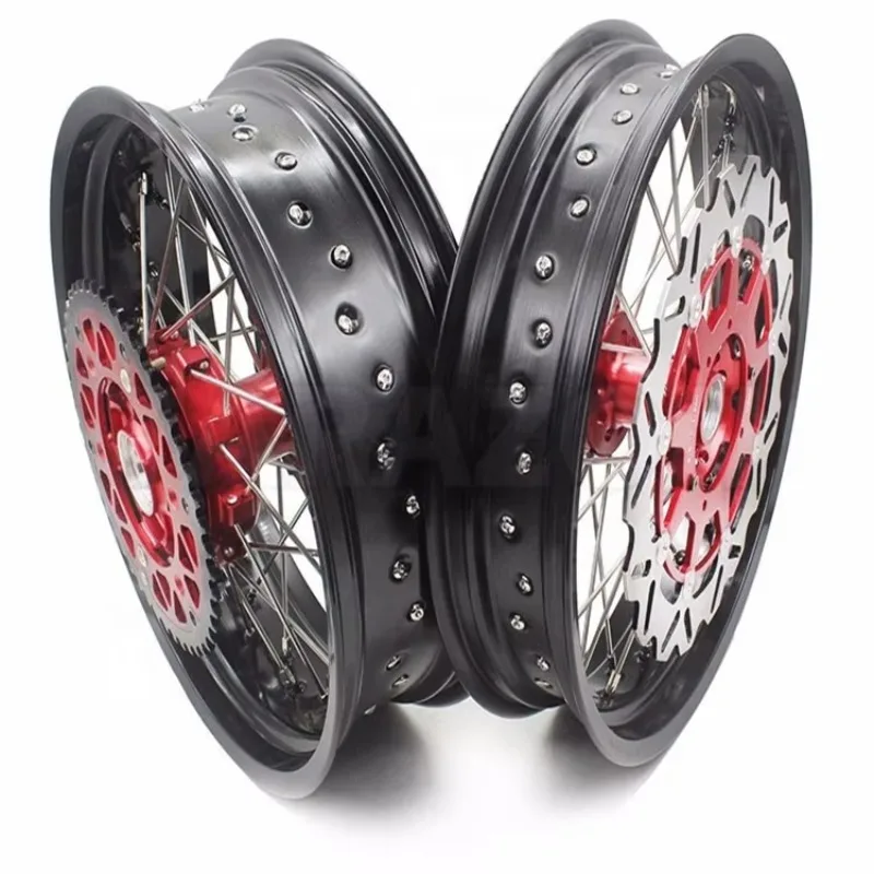 

【2025】Motorcycle Frosted CNC Milled Spoke Rim And Hub Wheel Set For Kawasaki Honda Suzuki Yamaha KTM HUSQVARNA Beta Sherco