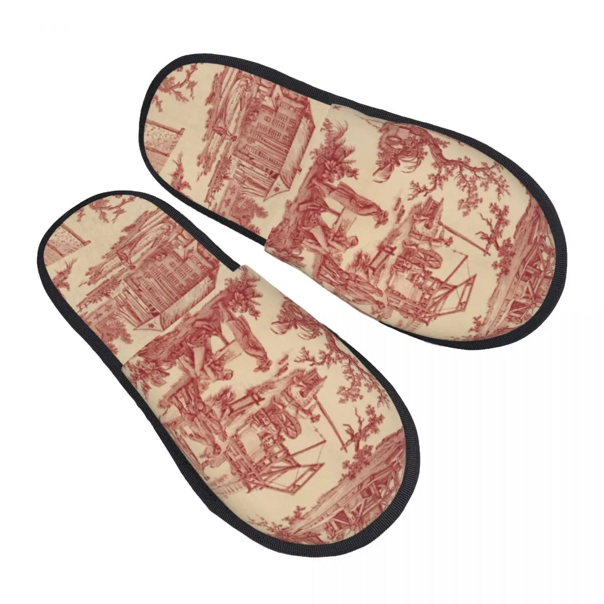 

Toile De Jouy House Slippers Women Cozy Memory Foam Slip On Spa Slipper Shoes