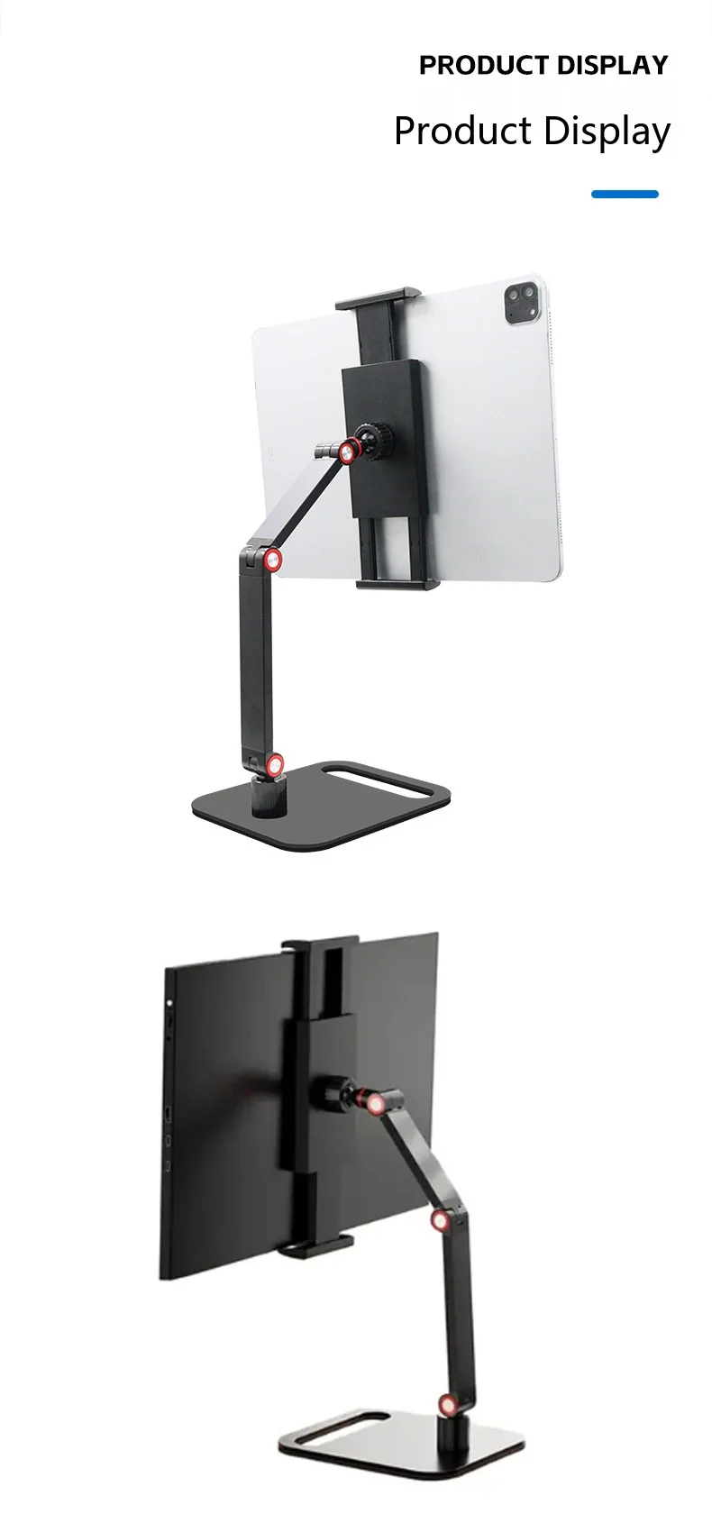 Verstellbarer Tablet-Ständer für den Schreibtisch, 30+ Stile, Magnetischer Clip-Arm für iPad, Handy, Laptop, Monitor, Faltbar – Detail 8
