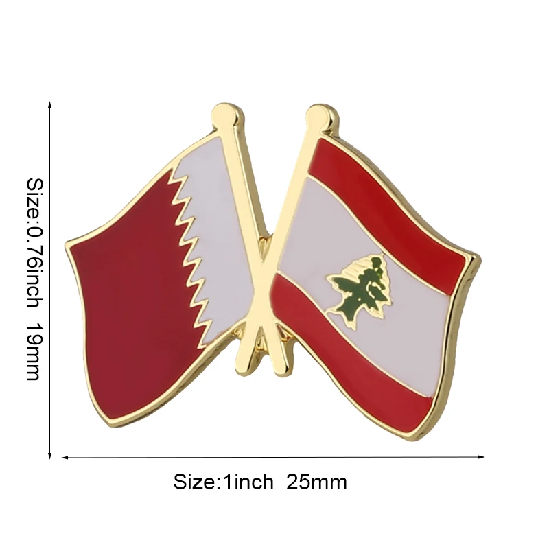 Katar & Libanon Freundschaftsflagge Metall-Anstecknadel Flaggen-Pin Abzeichen