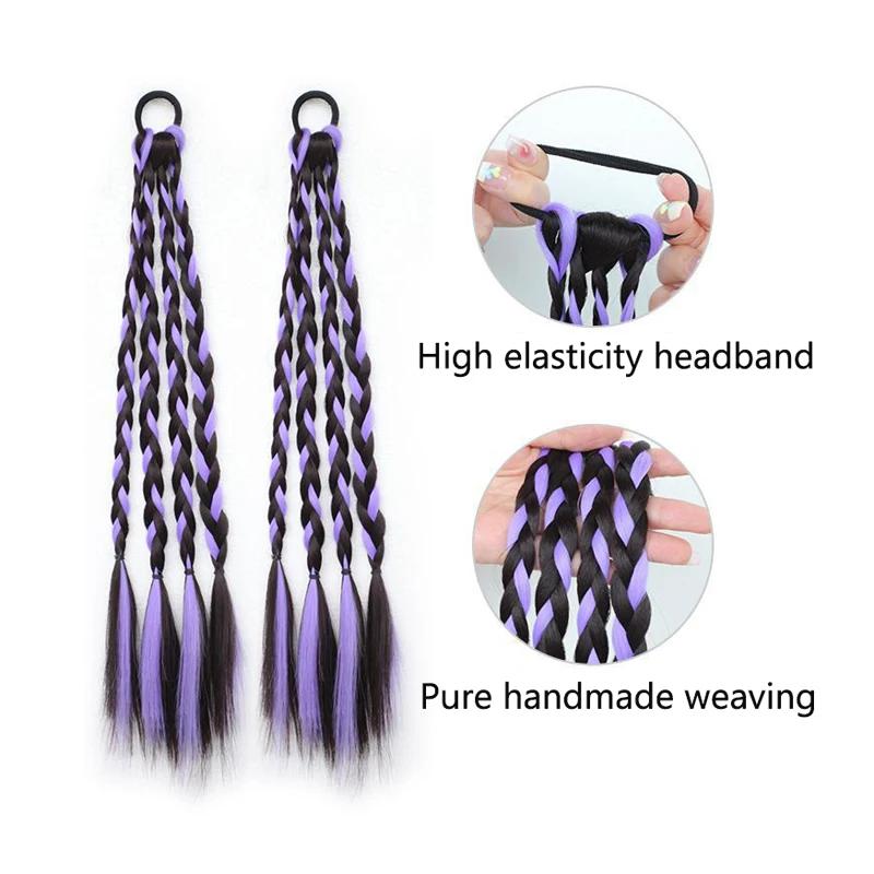 Kleurrijke vlecht vrouwelijk pittig meisje boksvlecht paardenstaart kantelen gebakken deeg twists vlecht dopamine netto rode vlecht boksvlecht teer