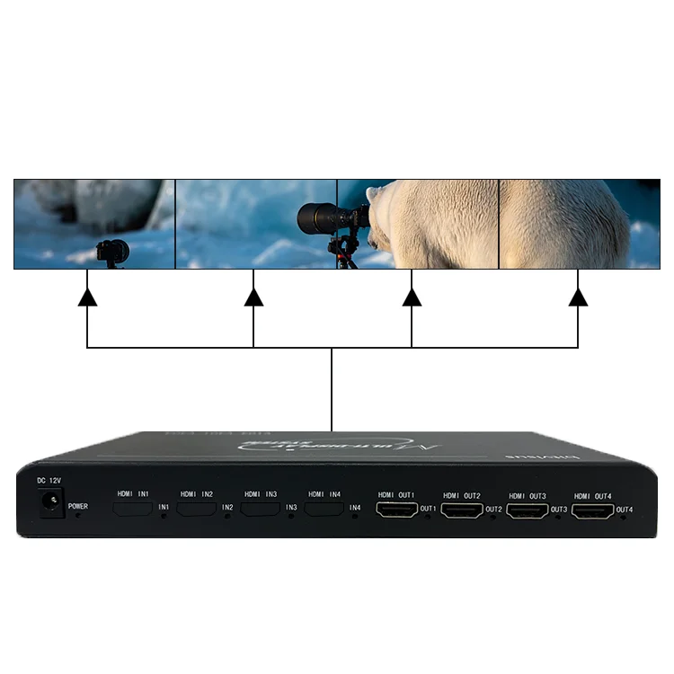 

Video Wall TV Hdmi 1 input 4 output 180 degrees for all modes 4k video wall controller 2x2