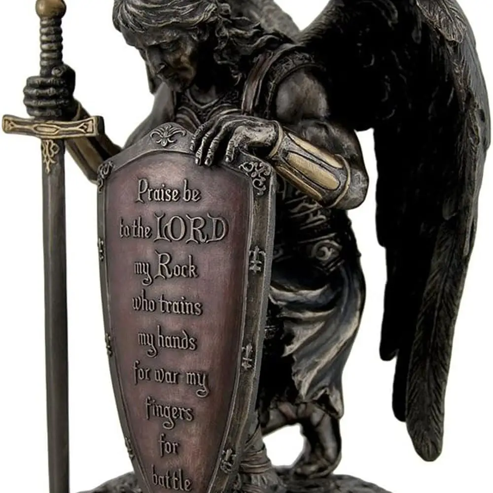 تمثال ملاك ركوع فيرونيز بني 6x8x4.5: مدح للرب، محارب من الراتنج #2