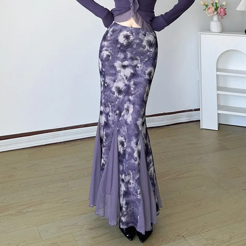 

Women's Tulle Maxi Skirt High Waist Elastic Tiered Ruffle A-Line Flowy Party Wedding Guest Skirts Comfortable Daily Wear