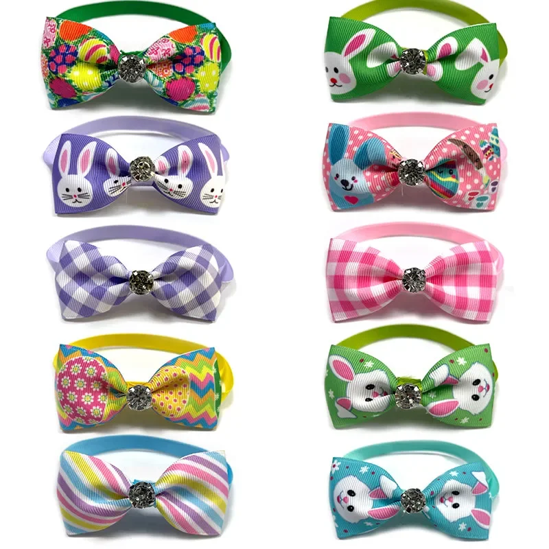 Wholesale Easter Pet Dog Bow Ties with Shiny Rhinestones Dog Accessories Small Dog Collar Pet Puppy Grooming Supplies