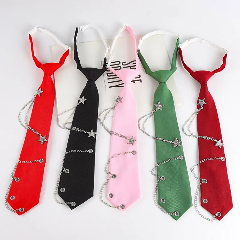 personality-star-chain-tie-women-men-shirts-formal-clothing-neck-tie-decoration-diy-detachable-collar-ties-accessories