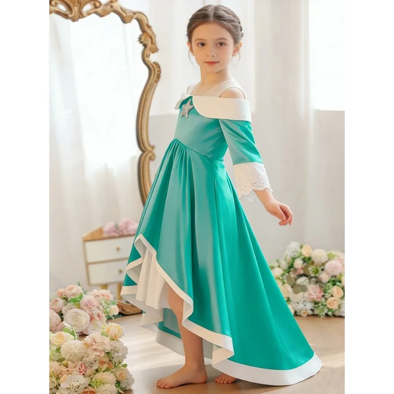 Princess Dress Girl's Off-shoulder Long Dress Birthday Party Dress Girl Child Party Cosplay Costume Halloween Clothes