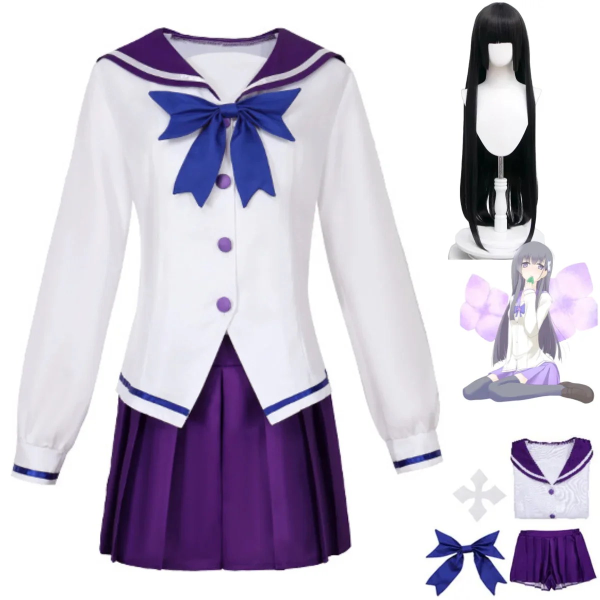 New Anime Undying Love Sanka Rea Sankarea Cosplay Costume Wig Japanese JK Uniform Purple Skirt Woman Lovely Campus Sailor Suit